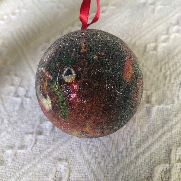 Vintage 1980s–1990s Sugar-Coated Old World Santa Foam Ball Ornament 3" - Picture 4 of 7